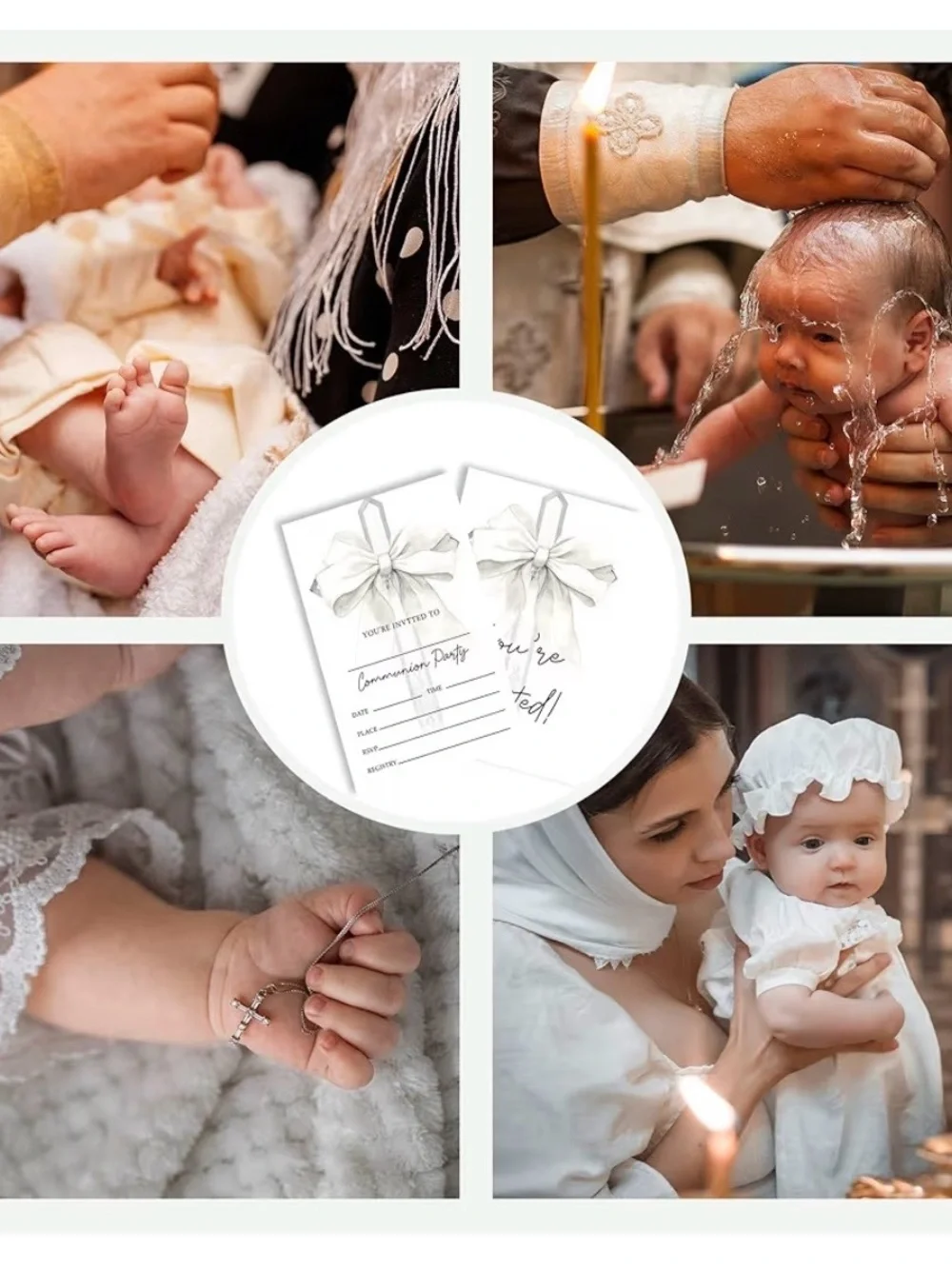 Elegant White Communion Party Invitation Cards